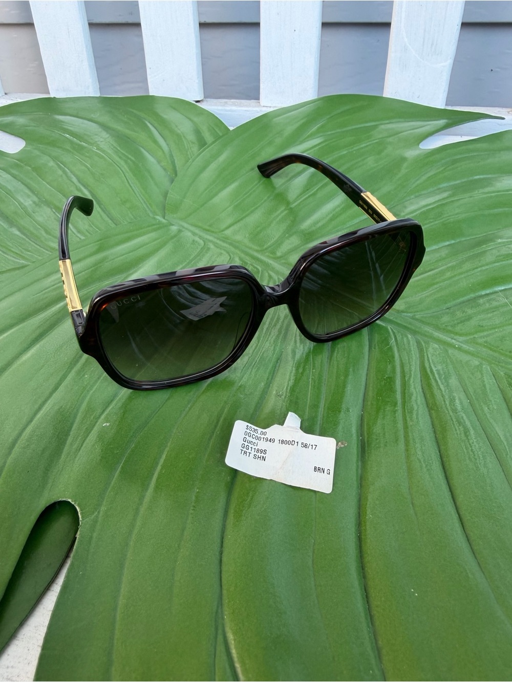 Gucci Brown Gradient Oversized Square Sunglasses with Gold Temples
